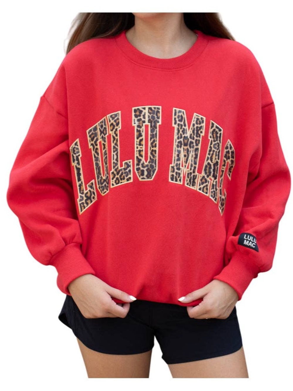 LuLu Mac Red Leopard-Printed Crewneck Sweatshirt